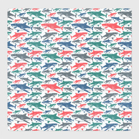 Магнитный плакат 3Х3 с принтом Разноцветные Акулы в Курске, Полимерный материал с магнитным слоем | 9 деталей размером 9*9 см | fish | ocean | predator | shark | white shark | акула | белая акула | зубы | море | морской хищник | океан | рыба | хищная рыба | хищник