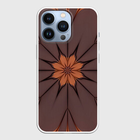 Чехол для iPhone 13 Pro с принтом Абстрактный цветок. Оранжевый. в Курске,  |  | abstraction | brown | flower | fractal | orange | pattern | абстракция | коричневый | оранжевый | узор | фрактал | цветок