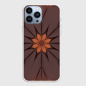 Чехол для iPhone 13 Pro Max с принтом Абстрактный цветок. Оранжевый. в Курске,  |  | abstraction | brown | flower | fractal | orange | pattern | абстракция | коричневый | оранжевый | узор | фрактал | цветок