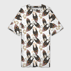 Платье-футболка 3D с принтом Доберман (Doberman) в Курске,  |  | animal | doberman | dog | pinscher | schnauzer | год собаки | доберман | друг человека | животное | зверь | кинолог | пес | пинчер | порода собак | собака доберман | собаковод | хищник | четвероногий | шнауцер