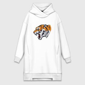 Платье-худи хлопок с принтом Голова разъяренного тигра в Курске,  |  | tiger | восточный тигр | год тигра | иероглиф тигра | кошка | тигр | тигренок