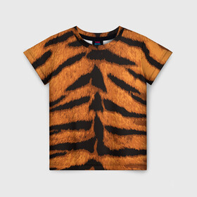 Детская футболка 3D с принтом ТИГРИНАЯ ШКУРА в Курске, 100% гипоаллергенный полиэфир | прямой крой, круглый вырез горловины, длина до линии бедер, чуть спущенное плечо, ткань немного тянется | Тематика изображения на принте: 2022 | christmas | merry | new | tiger | year | год | животные | новый | рождество | текструа | тигр | тигра | тигриная | тигровая | шерсть