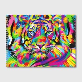 Альбом для рисования с принтом Тигр в стиле поп арт в Курске, 100% бумага
 | матовая бумага, плотность 200 мг. | 2022 | art | beast | mosaic | multicolored head | new year | pop art | predator | rainbow | tiger | year of the tiger | год тигра | зверь | искусство | мозаика | новый год | радужный | разноцветная голова | тигр | хищник