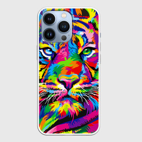 Чехол для iPhone 13 Pro с принтом Тигр в стиле поп арт в Курске,  |  | 2022 | art | beast | mosaic | multicolored head | new year | pop art | predator | rainbow | tiger | year of the tiger | год тигра | зверь | искусство | мозаика | новый год | радужный | разноцветная голова | тигр | хищник