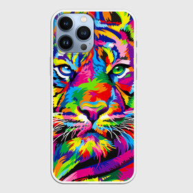 Чехол для iPhone 13 Pro Max с принтом Тигр в стиле поп арт в Курске,  |  | 2022 | art | beast | mosaic | multicolored head | new year | pop art | predator | rainbow | tiger | year of the tiger | год тигра | зверь | искусство | мозаика | новый год | радужный | разноцветная голова | тигр | хищник