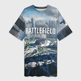 Платье-футболка 3D с принтом Battlefield 2042  КАЛЕЙДОСКОП в Курске,  |  | 2042 | action | art | battlefield | dice | game | map | shooter | арт | батла | батлфилд | война | калейдоскоп | карта | шутер