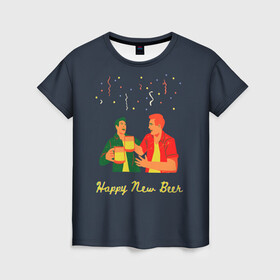Женская футболка 3D с принтом happy new beer 2022 в Курске, 100% полиэфир ( синтетическое хлопкоподобное полотно) | прямой крой, круглый вырез горловины, длина до линии бедер | 2 | 2022 | 22 | beer | friends | fun | happy | holiday | human | new | people | rain | serpentine | year | веселье | год | дождик | дождь | друзья | люди | новый | праздник | серпантин | человек