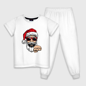 Детская пижама хлопок с принтом Bad Santa xmas Плохой Санта в Курске, 100% хлопок |  брюки и футболка прямого кроя, без карманов, на брюках мягкая резинка на поясе и по низу штанин
 | 2022 | santa | дед мороз | новый год | новый год 2022 | санта