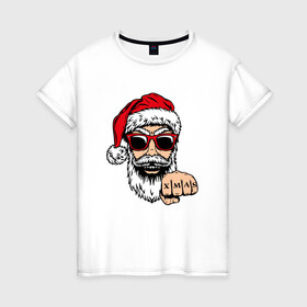 Женская футболка хлопок с принтом Bad Santa xmas Плохой Санта в Курске, 100% хлопок | прямой крой, круглый вырез горловины, длина до линии бедер, слегка спущенное плечо | 2022 | santa | дед мороз | новый год | новый год 2022 | санта
