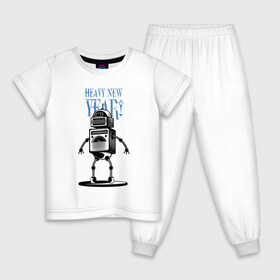 Детская пижама хлопок с принтом Heavy New Robot Year в Курске, 100% хлопок |  брюки и футболка прямого кроя, без карманов, на брюках мягкая резинка на поясе и по низу штанин
 | Тематика изображения на принте: holiday | joke | new year | robot | новый год | праздник | робот | шутка