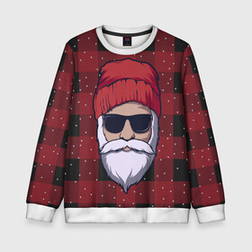 Детский свитшот 3D с принтом SANTA HIPSTER | САНТА ХИПСТЕР в Курске, 100% полиэстер | свободная посадка, прямой крой, мягкая тканевая резинка на рукавах и понизу свитшота | Тематика изображения на принте: 2022 | bad | christmas | cold | dab | dub | hipster | klaus | merry | new | santa | snow | winter | year | год | даб | зима | клаус | мороз | новый | рождество | санта | снег | хипстер | холод