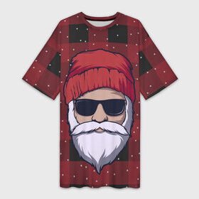 Платье-футболка 3D с принтом SANTA HIPSTER  САНТА ХИПСТЕР в Курске,  |  | 2022 | bad | christmas | cold | dab | dub | hipster | klaus | merry | new | santa | snow | winter | year | год | даб | зима | клаус | мороз | новый | рождество | санта | снег | хипстер | холод