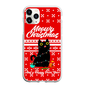 Чехол для iPhone 11 Pro матовый с принтом MEOW | CHRISTMAS в Курске, Силикон |  | 2020 | 2021 | 2022 | christmas | meow | meowy christmas | merry | кот | леденец | мяу | нг | новогодний | новый год | олени | рождество | свитер | узоры