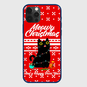 Чехол для iPhone 12 Pro Max с принтом MEOW | CHRISTMAS в Курске, Силикон |  | Тематика изображения на принте: 2020 | 2021 | 2022 | christmas | meow | meowy christmas | merry | кот | леденец | мяу | нг | новогодний | новый год | олени | рождество | свитер | узоры