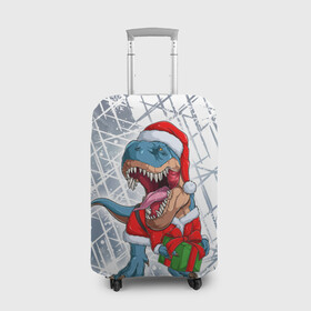 Чехол для чемодана 3D с принтом Санта Динозавр   Dinosanta в Курске, 86% полиэфир, 14% спандекс | двустороннее нанесение принта, прорези для ручек и колес | christmas | dinosaur | santa | дед мороз | динозавр | елка | зима | новый год | подарок | рождество | санта | снег | снежинка