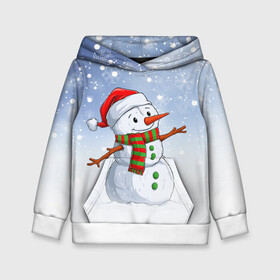 Детская толстовка 3D с принтом Веселый Снеговик   Happy Snowman в Курске, 100% полиэстер | двухслойный капюшон со шнурком для регулировки, мягкие манжеты на рукавах и по низу толстовки, спереди карман-кенгуру с мягким внутренним слоем | christmas | santa | snowman | дед мороз | елка | зима | новый год | рождество | санта | снег | снеговик | снегурочка | снежинка