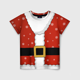 Детская футболка 3D с принтом Костюм Санты (Дед Мороз) в Курске, 100% гипоаллергенный полиэфир | прямой крой, круглый вырез горловины, длина до линии бедер, чуть спущенное плечо, ткань немного тянется | 2021 | 2022 | christmas | merry | merry christmas | new year | snow | sweater | ugly christmas | winter | year of the tiger | год тигра | зима | костюм | новогодний | новогодняя | новый год | рождественский | рождественский свитер | рождество | 