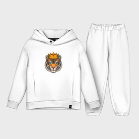 Детский костюм хлопок Oversize с принтом Тигр в короне Tiger in the crown в Курске,  |  | furry | low poly | tiger | восточный тигр | год тигра | кошка | лоу поли | тигр | тигренок | фурри | хищник
