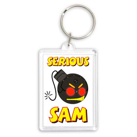 Брелок прямоугольный 35*50 с принтом Serious Sam Bomb Logo в Курске,  |  | Тематика изображения на принте: bomb | serious sam | бомба | динамит | крутой сэм | сем | сериос сем | сериос сэм | сириус сэм | сэм