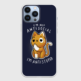 Чехол для iPhone 13 Pro Max с принтом i am not antisocial, I AM ANTISTUPID в Курске,  |  | anti kitty | cat | kitty | животные | звери | кот | котики | кошки | мемы