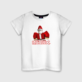 Детская футболка хлопок с принтом Санта Robloх в Курске, 100% хлопок | круглый вырез горловины, полуприлегающий силуэт, длина до линии бедер | игра | логотип | надпись | персонаж | санта
