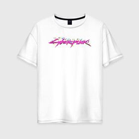 Женская футболка хлопок Oversize с принтом Гирлянда Cyberpunk в Курске, 100% хлопок | свободный крой, круглый ворот, спущенный рукав, длина до линии бедер
 | гирлянда | игра | надпись | праздник | свет