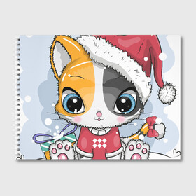 Альбом для рисования с принтом Новогодняя kitty в Курске, 100% бумага
 | матовая бумага, плотность 200 мг. | Тематика изображения на принте: cat | christmas | kitten | kitty | new year | животные | кот | котенок | котики | кошечка | милота | милый | новогодний | новый год | рождественский | снежный