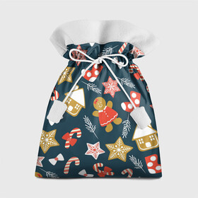 Подарочный 3D мешок с принтом Merry Christmas в Курске, 100% полиэстер | Размер: 29*39 см | merry christmas | веселого рождества | домики | ели | елки | конфетки | перья | рождество | снеговики | снежинки