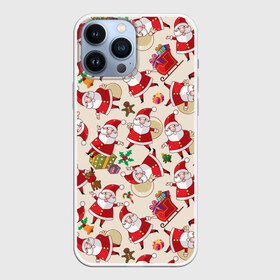 Чехол для iPhone 13 Pro Max с принтом Дед Мороз в Курске,  |  | merry christmas | presents | santa | веселого рождества | дед мороз | подарки | рождество | санта | санта клаус | снежинки