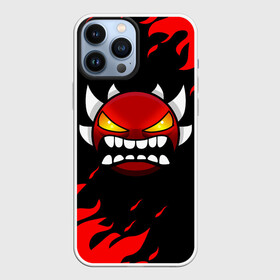 Чехол для iPhone 13 Pro Max с принтом GEOMETRY DASH DEMON RED FIRE в Курске,  |  | 2d | arcade | demon | fire | flame | game | geometry dash | meltdown | red fire | robtop | smile | аркада | геометрический тире | демон | красный огонь | огонь | раннер | смайлы | эмоции