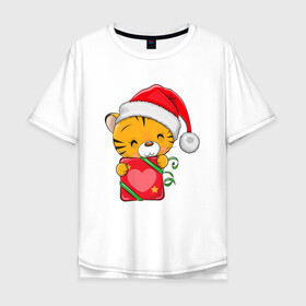 Мужская футболка хлопок Oversize с принтом Подарок   год тигра в Курске, 100% хлопок | свободный крой, круглый ворот, “спинка” длиннее передней части | 2022 | год тигра | новый год | новый год 2022 | символ года | тигр | тигренок | тигрица | тигры