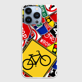 Чехол для iPhone 13 Pro с принтом Главная дорога в Курске,  |  | велосипед | велоспорт | выносливость | дорога | дорожные | знаки | осторожность | предупредительный знак | предупреждение | символы | спорт | цикличный