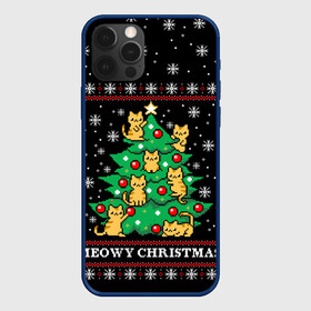 Чехол для iPhone 12 Pro Max с принтом MEOWY CHRISTMAS | 2022 в Курске, Силикон |  | 2020 | 2021 | 2022 | christmas | meow | meowy christmas | merry | кот | леденец | мяу | нг | новогодний | новый год | олени | рождество | свитер | узоры