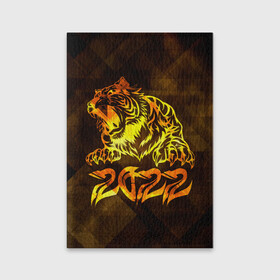 Обложка для паспорта матовая кожа с принтом Хищник Тигр 2022 в Курске, натуральная матовая кожа | размер 19,3 х 13,7 см; прозрачные пластиковые крепления | 2022 | tiger | восточный тигр | год тигра | кошка | тигр | тигренок | хищник