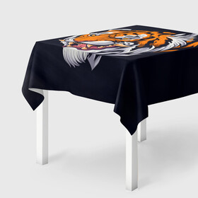 Скатерть 3D с принтом Саблезубый тигр (голова) в Курске, 100% полиэстер (ткань не мнется и не растягивается) | Размер: 150*150 см | tiger | восточный тигр | год тигра | голова | кошка | саблезубый | тигр | тигренок | хищник