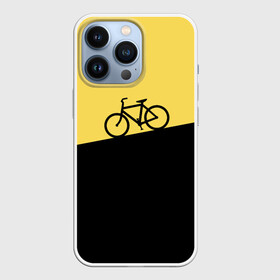 Чехол для iPhone 13 Pro с принтом Бегущий за велосипедом в Курске,  |  | бег | бегущий | велосипед | велоспорт | гора | желтый | персонаж | цвета | человек | черный