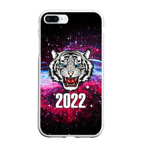 Чехол для iPhone 7Plus/8 Plus матовый с принтом ЧЁРНЫЙ ТИГР НОВЫЙ ГОД 2022   GRAY TIGER NEW YEAR в Курске, Силикон | Область печати: задняя сторона чехла, без боковых панелей | 2022 | beast | merry christmas | new year | red bow | santa hat | snow | tiger | winter | winter is coming | year of the tiger | год тигра | дед мороз | животные | звери | зверь | зима | зима 2022 | зима близко | новог | новогодни