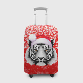 Чехол для чемодана 3D с принтом НОВОГОДНИЙ ТИГР 2022   ЕШПУК 2022 в Курске, 86% полиэфир, 14% спандекс | двустороннее нанесение принта, прорези для ручек и колес | 2022 | beast | merry christmas | new year | red bow | santa hat | snow | tiger | winter | winter is coming | year of the tiger | год тигра | дед мороз | животные | звери | зверь | зима | зима 2022 | зима близко | новог | новогодни