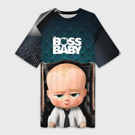 Платье-футболка 3D с принтом Boss в кресле в Курске,  |  | baby | boss | boss baby | босс | босс молокосос | маленький босс | малыш | мальчик | молокосос | ребенок