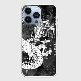 Чехол для iPhone 13 Pro с принтом ЧБ Японский Дракон | Dragon (Иероглифы) в Курске,  |  | beast | dragon | fire | grunge | горелый | дракон | животные | зверь | змей | иероглифы | когти | огонь | пепел | пламя | потертости | узор | чб | японский