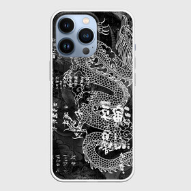 Чехол для iPhone 13 Pro с принтом Dragon Fire (Иероглифы) Японский Дракон в Курске,  |  | beast | dragon | fire | grunge | горелый | дракон | животные | зверь | змей | иероглифы | когти | огонь | пепел | пламя | потертости | узор | чб | японский