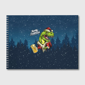 Альбом для рисования с принтом Пивозавр Санта в Курске, 100% бумага
 | матовая бумага, плотность 200 мг. | christmas | santa | дед мороз | динозавр | елка | зима | новый год | рождество | санта | снег | снежинка