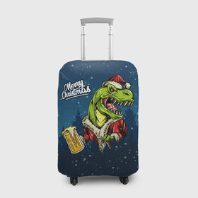 Чехол для чемодана 3D с принтом Пивозавр Санта в Курске, 86% полиэфир, 14% спандекс | двустороннее нанесение принта, прорези для ручек и колес | christmas | santa | дед мороз | динозавр | елка | зима | новый год | рождество | санта | снег | снежинка