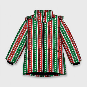 Зимняя куртка для девочек 3D с принтом Knitted Pattern в Курске, ткань верха — 100% полиэстер; подклад — 100% полиэстер, утеплитель — 100% полиэстер. | длина ниже бедра, удлиненная спинка, воротник стойка и отстегивающийся капюшон. Есть боковые карманы с листочкой на кнопках, утяжки по низу изделия и внутренний карман на молнии. 

Предусмотрены светоотражающий принт на спинке, радужный светоотражающий элемент на пуллере молнии и на резинке для утяжки. | christmas | knitted pattern | new year | pattern | texture | вязаный узор | новый год | паттерн | рождество | текстура | узор