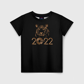 Детская футболка 3D с принтом 2022 Tiger Bronze Theme в Курске, 100% гипоаллергенный полиэфир | прямой крой, круглый вырез горловины, длина до линии бедер, чуть спущенное плечо, ткань немного тянется | 2022 | год тигра | нг | новый год | подарки на новый год | праздник | рождество | тигр