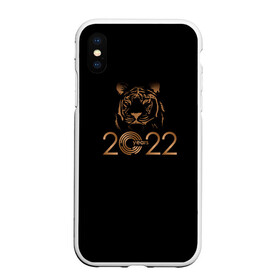 Чехол для iPhone XS Max матовый с принтом 2022 Tiger Bronze Theme в Курске, Силикон | Область печати: задняя сторона чехла, без боковых панелей | 2022 | год тигра | нг | новый год | подарки на новый год | праздник | рождество | тигр