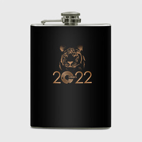 Фляга с принтом 2022 Tiger Bronze Theme в Курске, металлический корпус | емкость 0,22 л, размер 125 х 94 мм. Виниловая наклейка запечатывается полностью | 2022 | год тигра | нг | новый год | подарки на новый год | праздник | рождество | тигр
