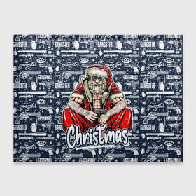 Обложка для студенческого билета с принтом Гангстер Санта Клаус   Santa Claus Gangster в Курске, натуральная кожа | Размер: 11*8 см; Печать на всей внешней стороне | christmas | бита | гангстер | дед мороз | кастет | новый год | нож | оружие | пистолет | рождество | санта | снежинка