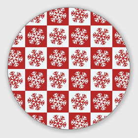 Круглый коврик для мышки с принтом Шахматные Снежинки в Курске, резина и полиэстер | круглая форма, изображение наносится на всю лицевую часть | зима | новогоднее настроение | новый год | снежинки | шахматные снежинки | шахматы