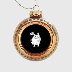 Стеклянный ёлочный шар с принтом КОТ БЕНДЕР (МЕМ) в Курске, Стекло | Диаметр: 80 мм | bender | cat | meme | memes | meow | бендер | кот | кошка | мем | мемы | мяй | толстый